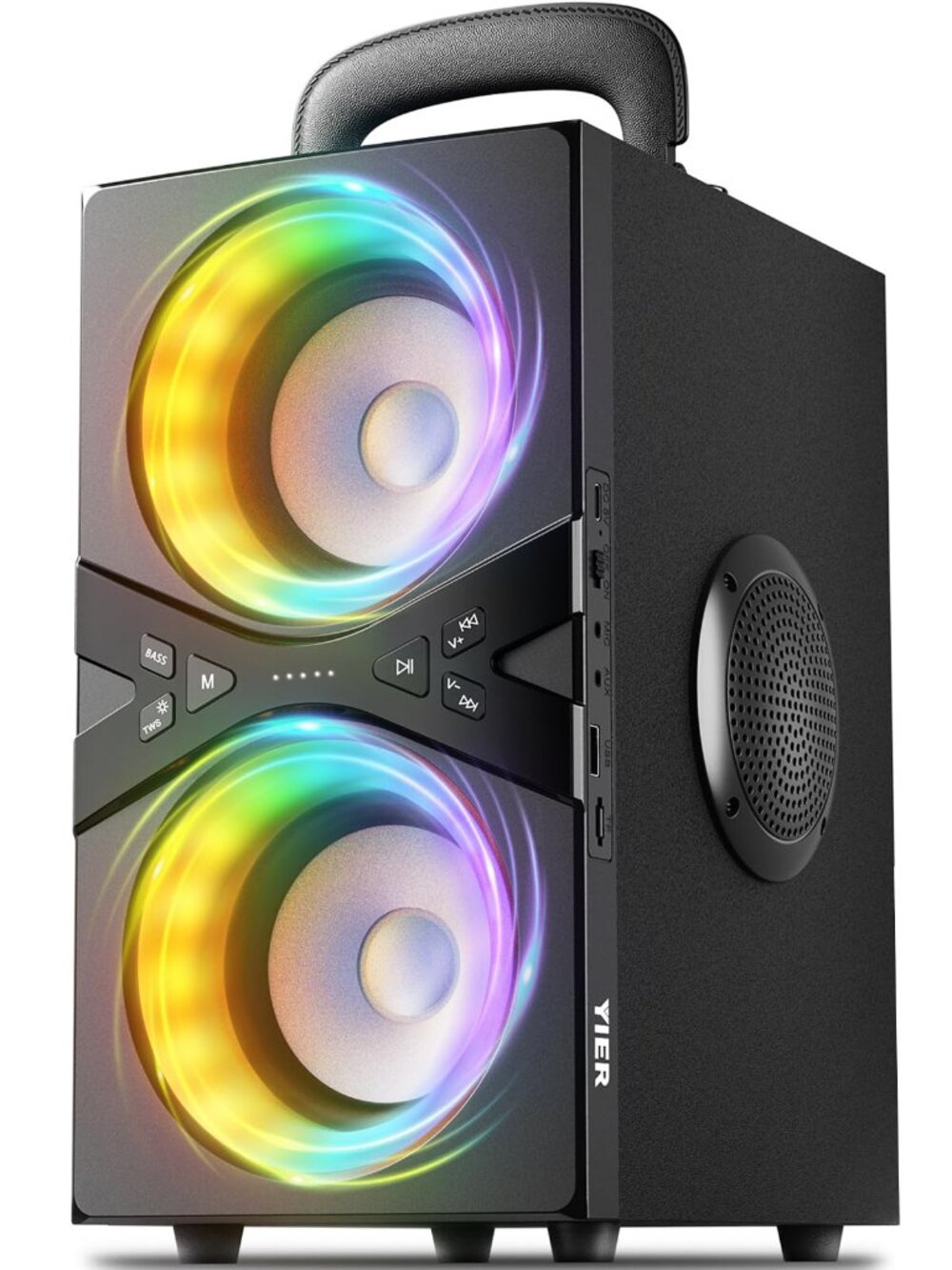 YIER Party Bluetooth Speaker 80W Peak Deep Bass RGB Lights TWS Portable